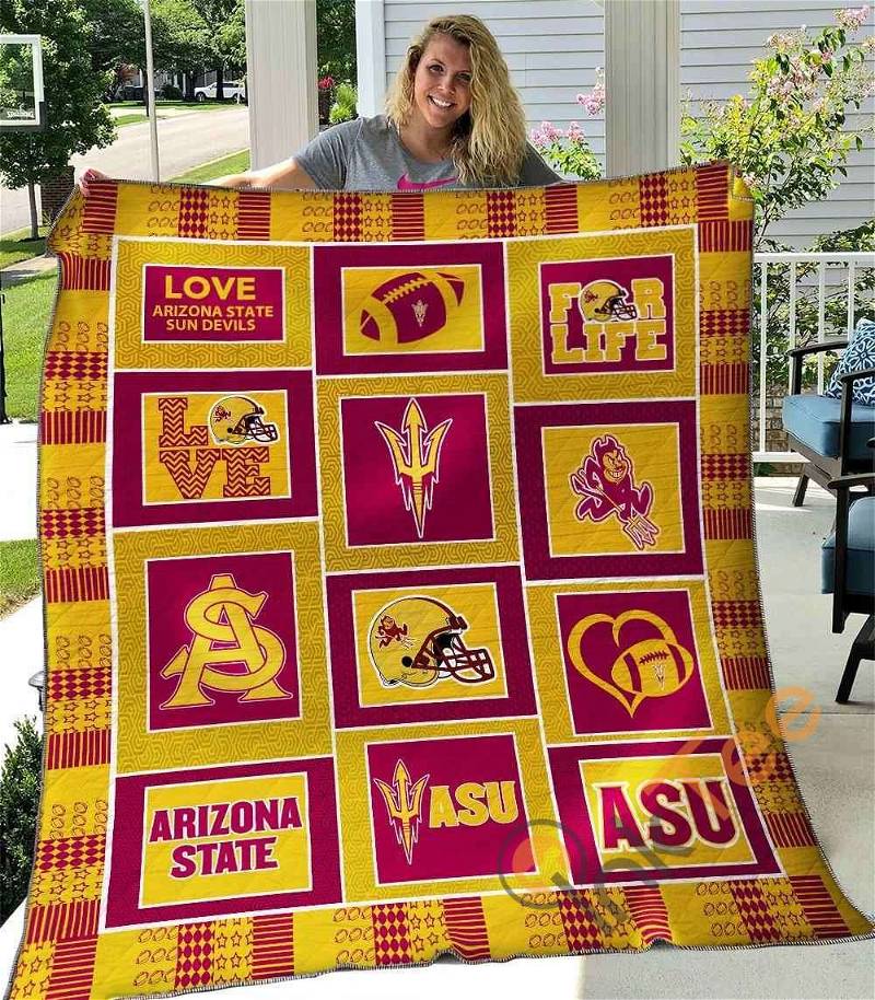 Arizona State Sun Devils Quilt Blanket Bedding Set With Pilliwcase Option
