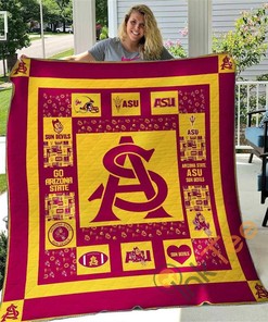 Arizona State Sun Devils Quilt Blanket Bedding Set With Pilliwcase Option Ver2