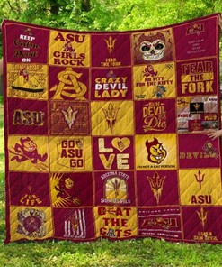 Arizona State Sun Devils Red Orange Ncaa Quilt Blanket Bedding Set