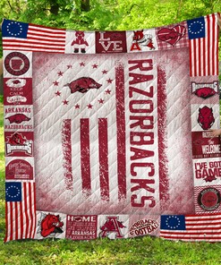 Arkansas Razorback Quilt Blanket Bedding Set Gifts for Fans