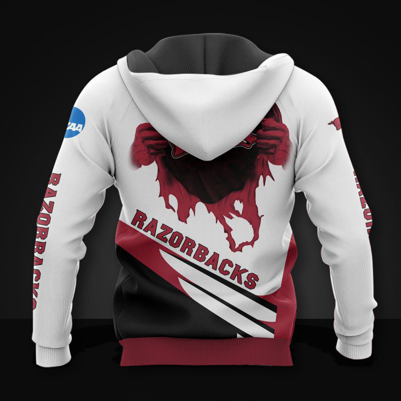 Arkansas Razorbacks Hoodie 3D Zip Hoodie Long Sleeve Gift for Fan - Image 2