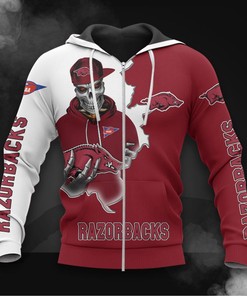 Arkansas Razorbacks Hoodie 3D Zip Hoodie Long Sleeve Zip Hoodie for Fan