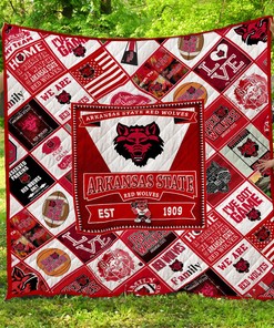 Arkansas State Red Wolves Quilt Blanket Bedding Set Gifts for NCAA Fans