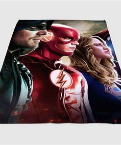 Arrow The Flash And Supergirl Sherpa Fleece Blanket Gifts for Family, for Couple