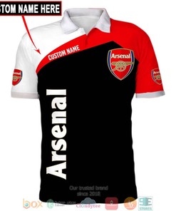 Arsenal FC Custom Name Black Red Polo Shirt