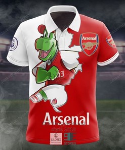 Arsenal FC Red White Scratch Mascot Polo Shirt