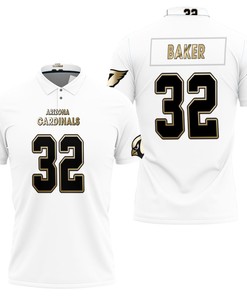 Art Arizona Cardinals Budda Baker Great Player White 100th Season Golden Edition Polo Shirt