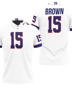 Art Buffalo Bills John Brown #15 Great Player Nfl American Football Team White Vintage Bills Fans Polo Shirt