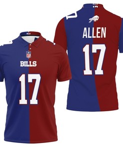 Art Buffalo Bills Josh Allen #17 Great Player Nfl Vapor Limited Royal Red Two Tone Jersey Style Polo Shirt