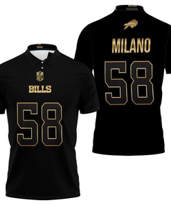 Art Buffalo Bills Matt Milano #58 Great Player Nfl Black Golden Edition Vapor Limited Jersey Style Polo Shirt