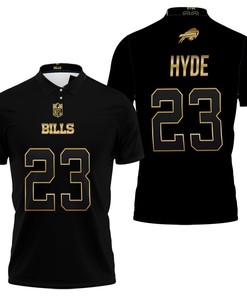 Art Buffalo Bills Micah Hyde #23 Great Player Nfl Black Golden Edition Vapor Limited Jersey Style Polo Shirt