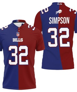 Art Buffalo Bills O. J. Simpson #32 Great Player Nfl Vapor Limited Royal Red Two Tone Jersey Style Polo Shirt