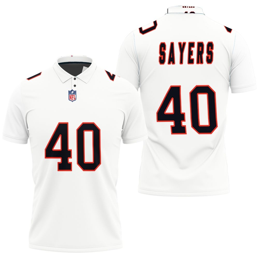 Art Chicago Bears Gale Sayers #40 Great Player Nfl American Football Team Custom Game White Polo Shirt