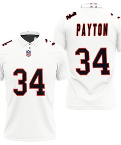 Art Chicago Bears Walter Payton #34 Great Player Nfl American Football Team Custom Game White Polo Shirt