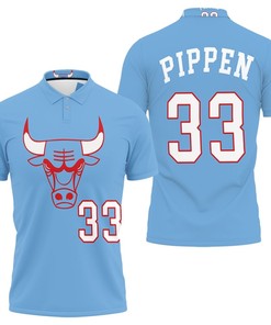 Art Chicago Bulls Scottie Pippen #33 Nba Great Player 2020 City Edition New Arrival Blue Jersey Style Polo Shirt
