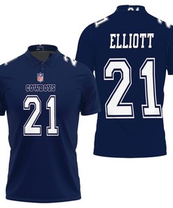Art Dallas Cowboys Ezekiel Elliott #21 Great Player Nfl American Football Game Navy 2019 Jersey Style Polo Shirt