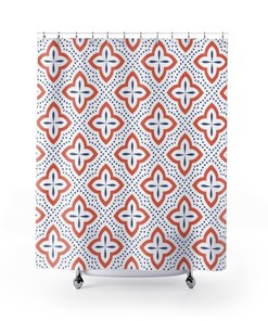 Art Deco Mid-Century Modern Hand Painted Tile Pattern Shower Curtain