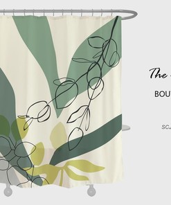 Art Leaves Shower Curtain, Heavy Duty Polyester Fabric Shower Curtains Waterproof Modern Home Bathroom Decor