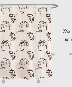 Art Line Pattern Shower Curtain, Simple Style Waterproof And Washable Shower Curtains For Bath Bath Decor