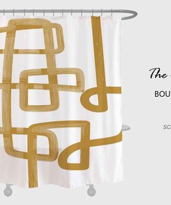 Art Line Shower Curtain, Designer Print Waterproof Shower Curtain, Abstract Bathroom Set