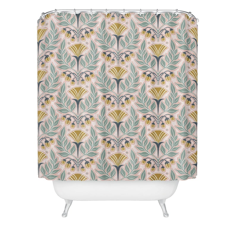Art Nouveau Floral Shower Curtain, Pink Shower Curtain, Floral Print, Shower Curtain, Bathroom Decor, Bath Curtain, Pink Bathroom - Image 2
