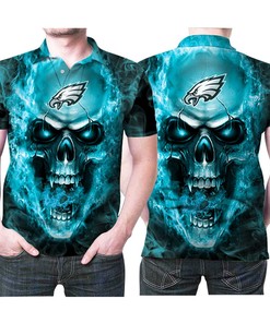 Art Philadelphia Eagles Blue Vapor Skull 3D All Over Print Polo Shirt