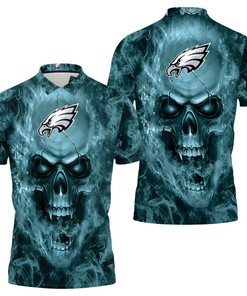 Art Philadelphia Eagles Nfl Fans Skull 3D All Over Print Polo Shirt