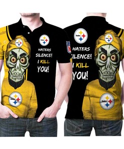 Art Pittburgh Steelers Haters Silence I Kill You Logo 3D All Over Print Polo Shirt