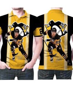 Art Pittsburgh Penguins Sidney Crosby 87 Signed 3D All Over Print Polo Shirt