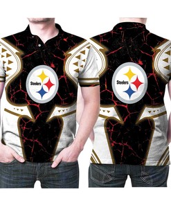 Art Pittsburgh Steelers Logo Fire Lava Printed 3D All Over Print Polo Shirt