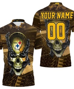 Art Pittsburgh Steelers Skull Chain Personalized 3D All Over Print Polo Shirt