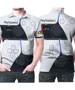 Art Playstation 5 Gaming Controller 3D All Over Print Polo Shirt