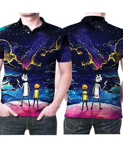 Art Rick And Morty Cartoon Movies Series Galaxy 3D All Over Print Polo Shirt