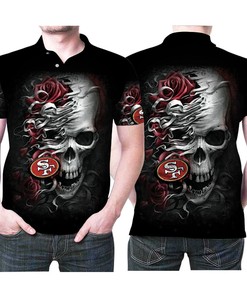 Art San Francisco 49ers Skull Rose Flower 3D All Over Print Polo Shirt