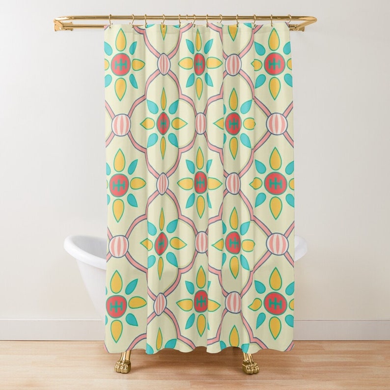 Art Shower Curtain, Abstract Art Curtain, Pink Color, Trendy Shower Curtain, 100% Eco-Friendly Polyester, Waterproof - Image 2