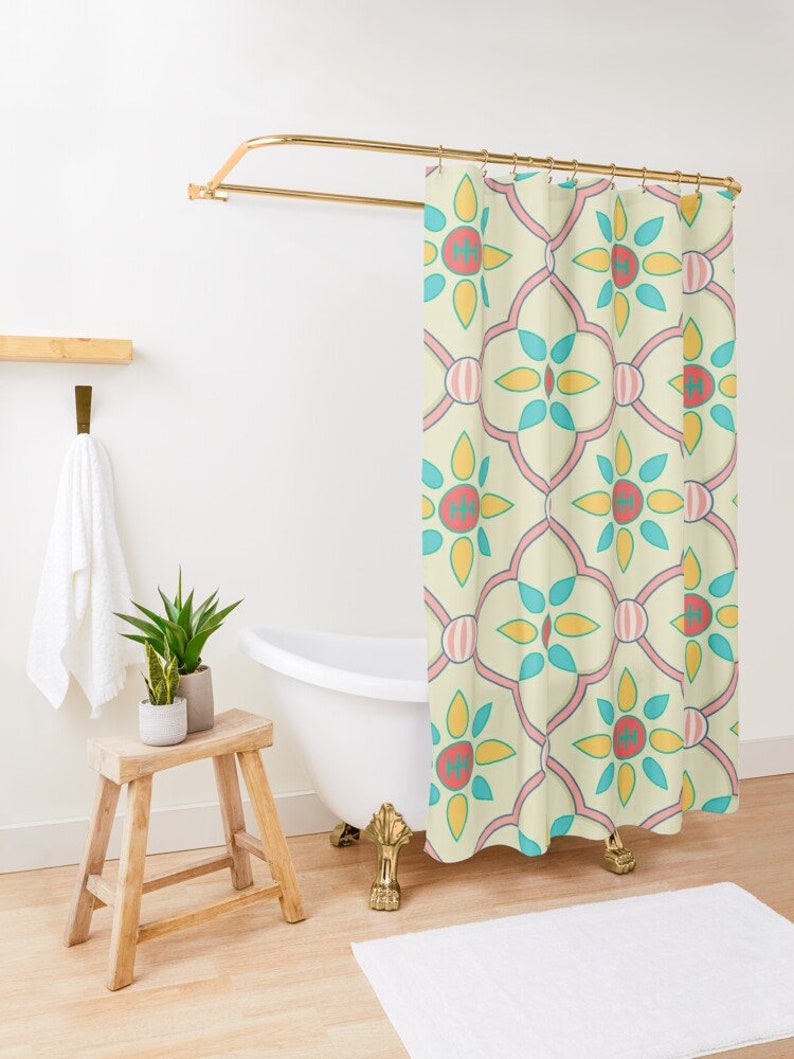 Art Shower Curtain, Abstract Art Curtain, Pink Color, Trendy Shower Curtain, 100% Eco-Friendly Polyester, Waterproof - Image 3