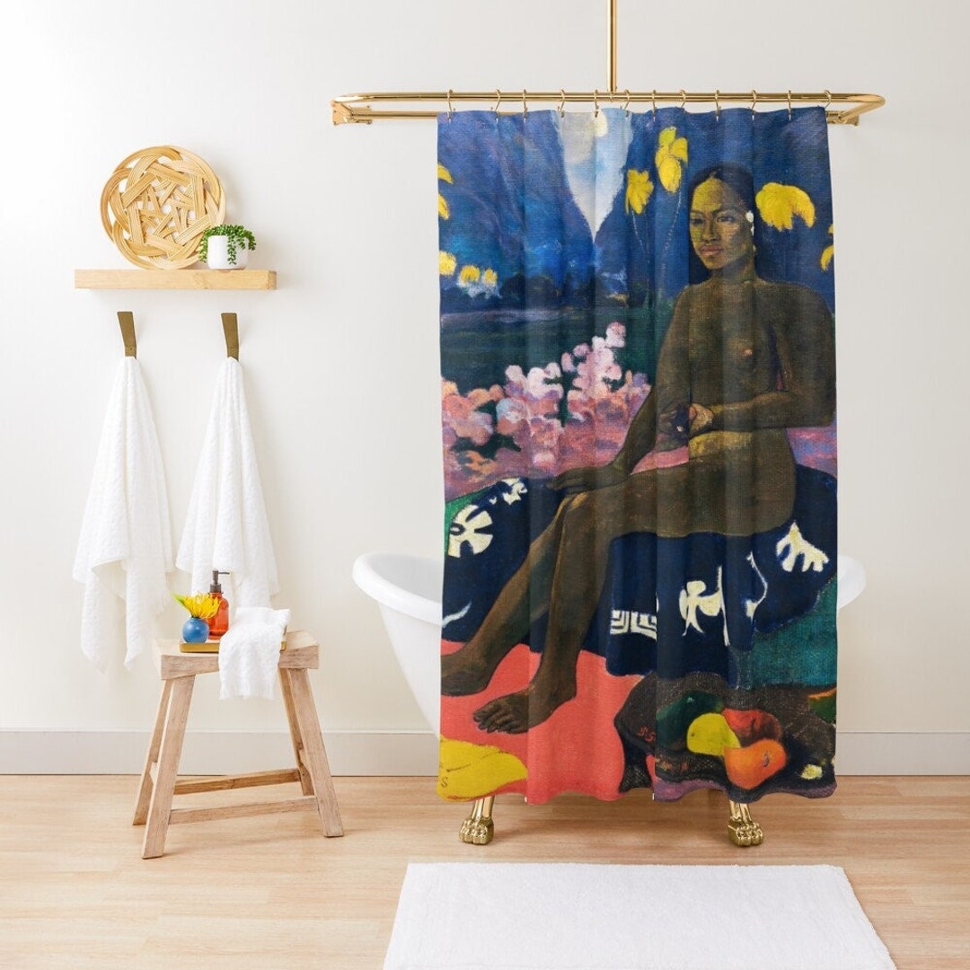 Art Shower Curtain, The Seed Of The Areoi By Paul Gauguin, Classic Art Bath Decor, Eco-Friendly Curtain
