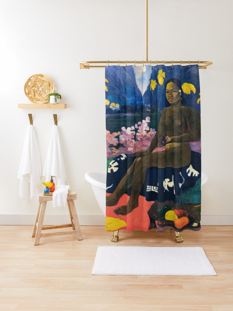 Art Shower Curtain, The Seed Of The Areoi By Paul Gauguin, Classic Art Bath Decor, Eco-Friendly Curtain - Image 4