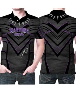 Art Wakanda Forever Chadwick Boseman Black Panther Superhero Suit Signature Polo Shirt