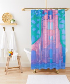 Artistic Personalized Shower Curtain With Church Tower At Domburg, Piet Mondrian, Fauvism Art For Eco-Friendly Bathroom