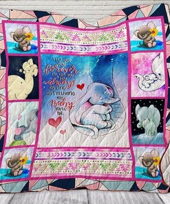 As Long As I'm Living My Baby Elephant Mom And Baby Quilt Blanket Bedding Set