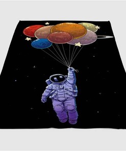 Astronaut Balloon Sherpa Fleece Blanket Gifts for Family, for Couple