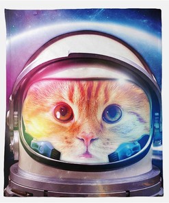 Astronaut Cat Spaces Cat Pet Lover Gift Sherpa Fleece Blanket Gifts for Family, for Couple