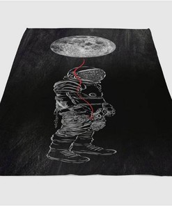 Astronaut Moon Art Backgrounds Sherpa Fleece Blanket Gifts for Family, for Couple