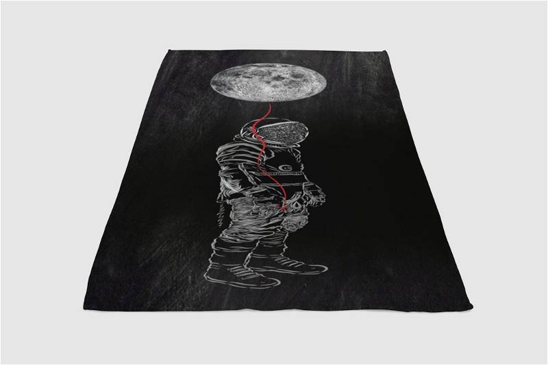 Astronaut Moon Art Backgrounds Sherpa Fleece Blanket Gifts for Family, for Couple