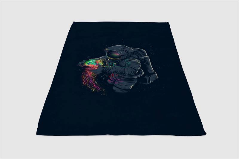 Astronot Backgrounds Sherpa Fleece Blanket Gifts for Family, for Couple