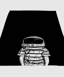 Astronot Black Sherpa Fleece Blanket Gifts for Family, for Couple