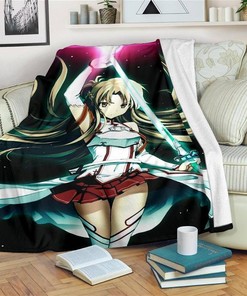 Asuna Sword Art Online Anime Sherpa Fleece Blanket Gifts for Family, for Couple