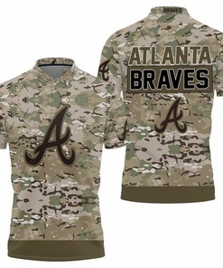 Atlanta Braves Camouflage Veteran 3D All Over Print Polo Shirt
