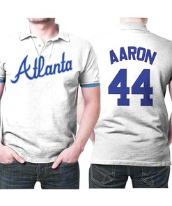 Atlanta Braves Hank Aaron #44 Mlb Big Tall Cooperstown Collection Mesh Wordmark 3d Designed Allover Gift For Atlanta Fans Polo Shirt